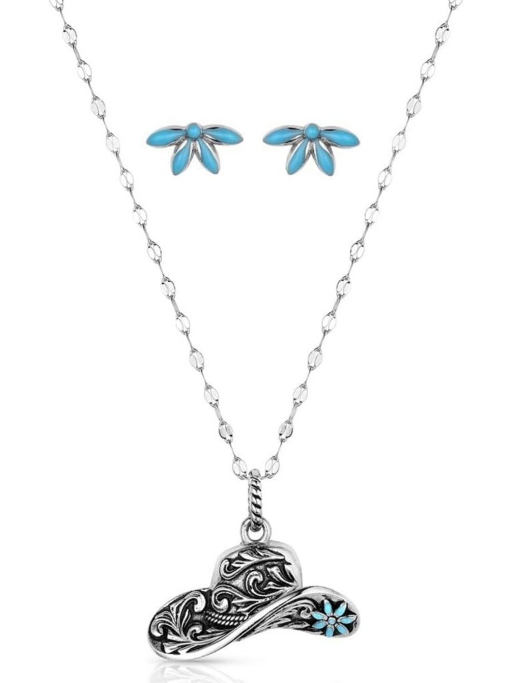 Turquoise Western Lifestyle Jewelry Set - Crafted Earring & Necklace Combo